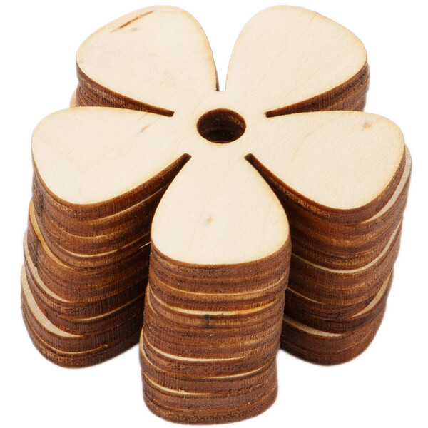 Holzdekoration 5 blttriges Kleeblatt 5 x 5 cm
