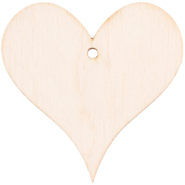 Profil Herz aus Holz 4 x 4 cm mit Fädelloch