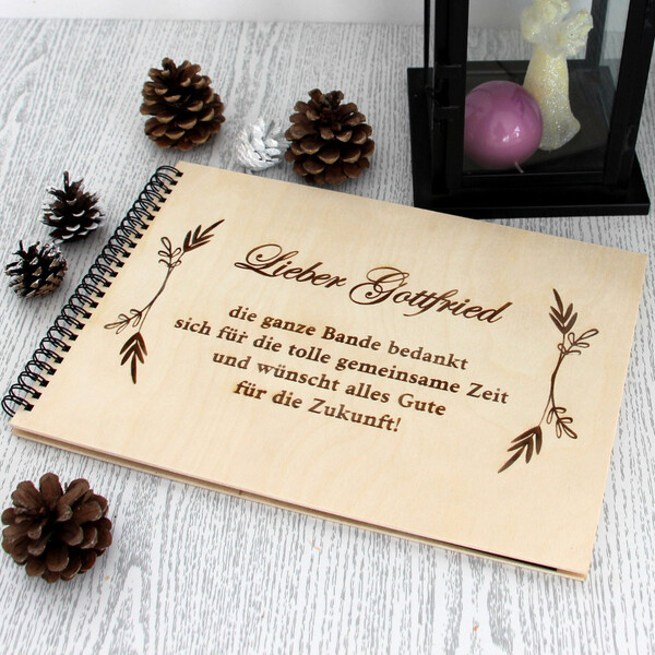 Holzalbum DIN-A4-Natur 25 schwarze Bltter