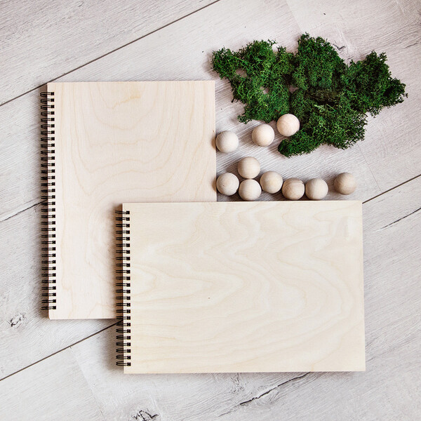 Holzalbum DIN-A4-Natur 25 schwarze Bltter