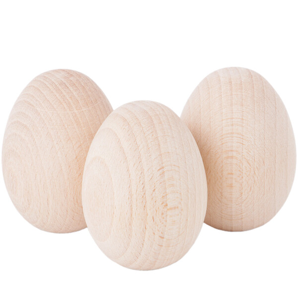 Holzeier 3er-Set Eier aus Vollholz