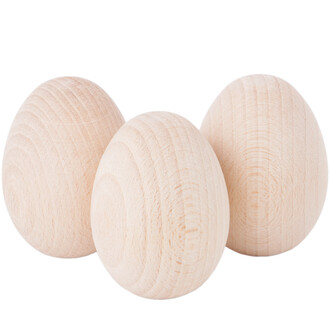 Holzeier 3er-Set Eier aus Vollholz