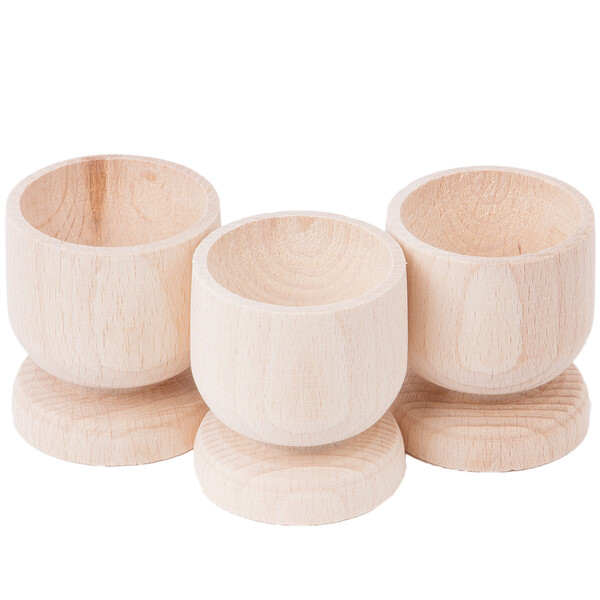 Holz-Eier im Becher 3er-Set hlzerne Eier