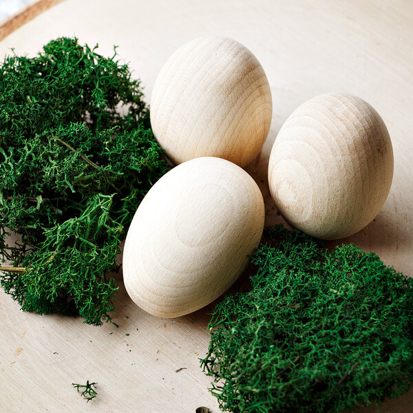 Holz-Eier im Becher 3er-Set hlzerne Eier