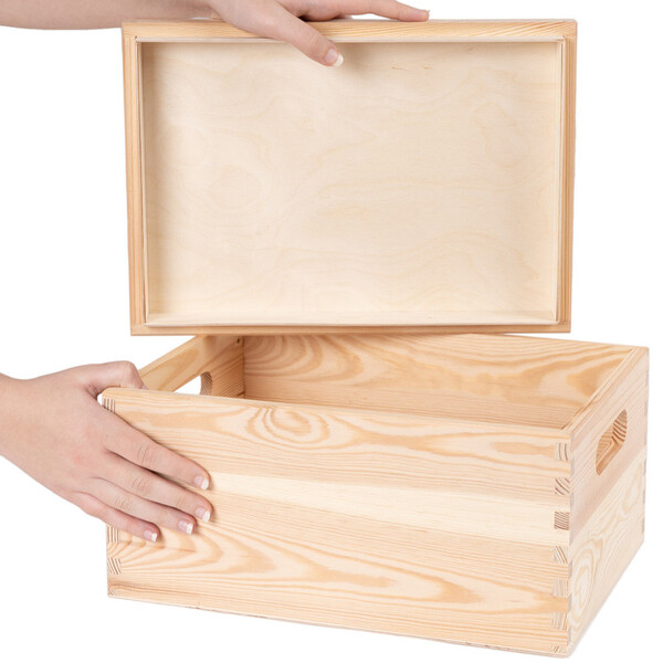 Holzkiste mit abnehmbarem Deckel, Schrankkiste 35 x 25 x 18 cm