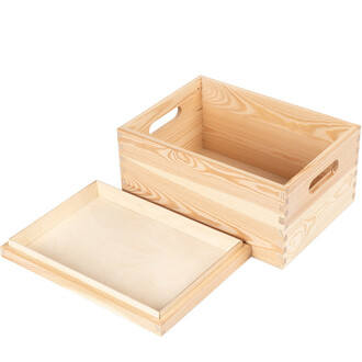 Holzkiste mit abnehmbarem Deckel, Schrankkiste 35 x 25 x...
