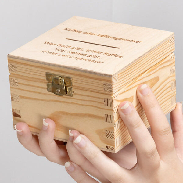 Holz Spardose Geldbox Sparbchse 12 x 12 x 8 cm