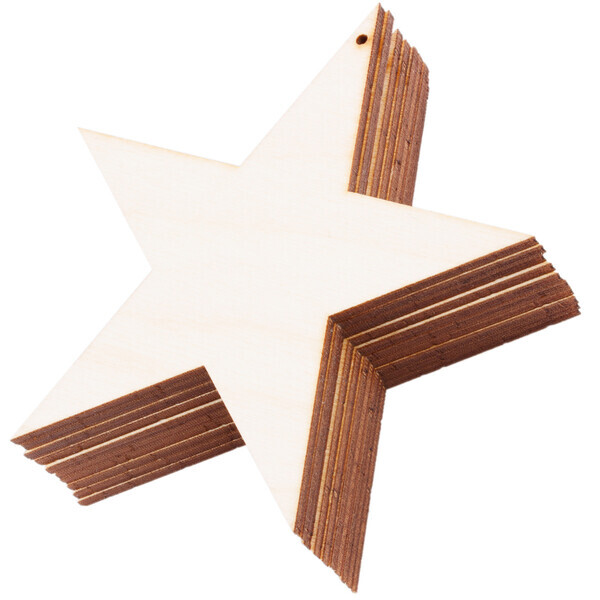 Holz Stern als Anhnger 10 x 10 cm mit Fdelloch