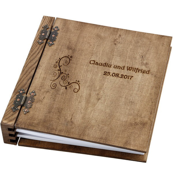 graviertes 150 weiße Seiten Holzbuch in XXL
