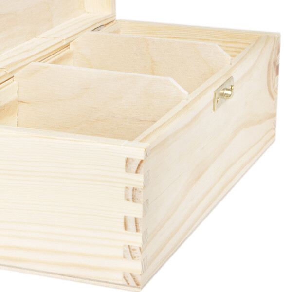 Naturholz Kiste 3 Fcher mit Maserung 22,5 x 9,5 x 8 cm unbehandelt