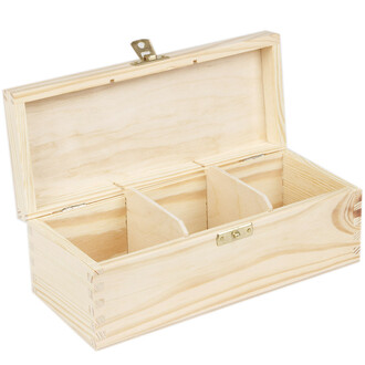 Naturholz Kiste 3 Fcher mit Maserung 22,5 x 9,5 x 8 cm...