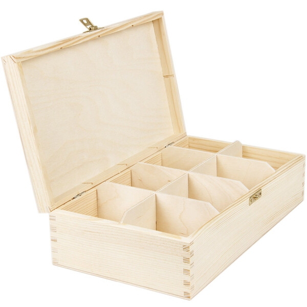 Holz Kiste 8 gleich groe Unterteilungen 28,5 x 16,5 x 8 cm