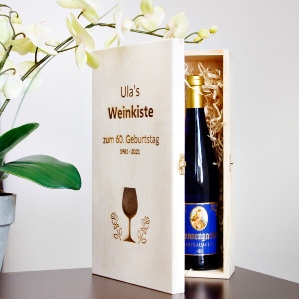 Weinflaschen 2er-Geschenkkiste 36 x 20 x 10 cm Geschenkverpackung Holz
