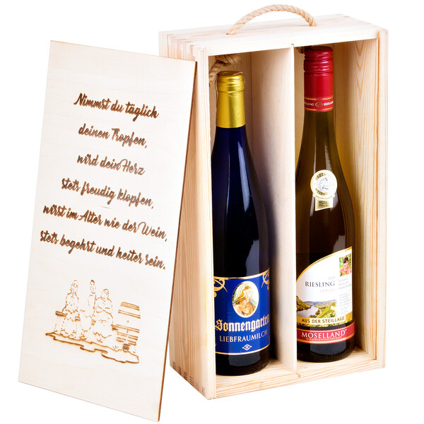 Holzweinkiste fr 2 Flaschen