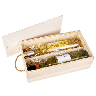 Wine box made of light wood suitable for 2 bottles Wine box made of light wood suitable for 2 bottles