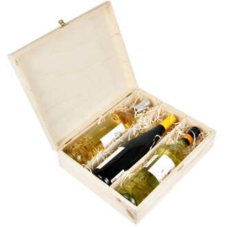 Wine bottle gift box with lid and lock for 3 bottles of wine