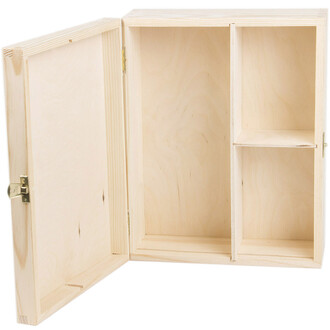 Large wooden box with 3 compartments, storage box Large wooden box with 3 compartments, storage box