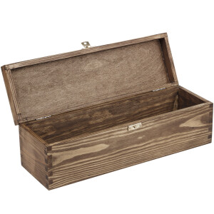 Holzkiste mit Deckel und Schloss, Flaschenkiste, 36 x 11...