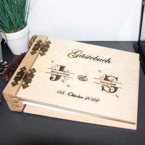 Album und Gästebuch aus Holz, 75 weiße Blätter Hochzeitsalbum