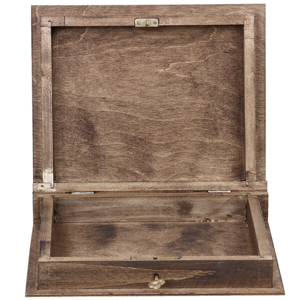 braune Holz Bilderkiste 0,7 Liter Schlüssel 21 x 17 x 4,5 cm