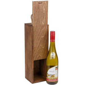 Weinbox aus Holz für 1 Weinflasche, Eiche Dunkel, 11 × 11 × 36 cm