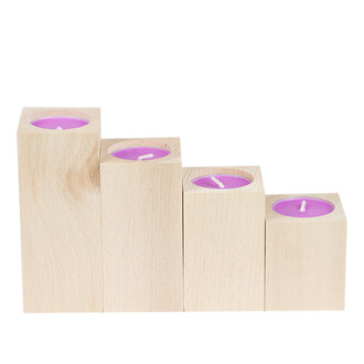 4 pieces of tealight holders made of natural wood...