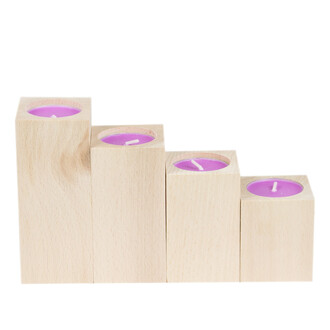 Teelichthalter Holz Kerzenständer 4 Stück Natur...