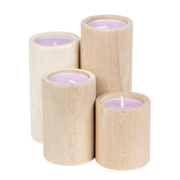 Teelichthalter aus Holz, rundes 4er-Set
