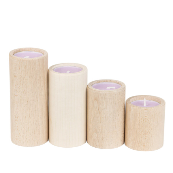 Teelichthalter aus Holz, rundes 4er-Set