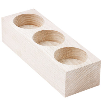 Tealight stand wooden holder for 3 tealights natural...