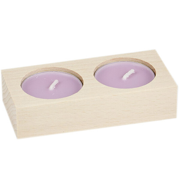 Kerzenständer für Teelicht aus Holz flacher 2er Kerzenhalter