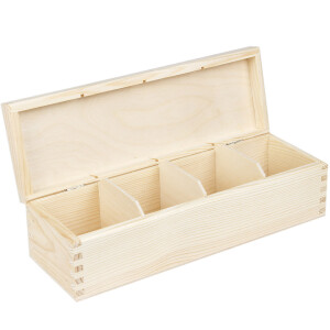 Holzkiste mit 4 Unterteilungen 28,5 x 9,5 x 8 cm,...