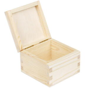 Natur Holzkiste 0,4 Liter mit Klappdeckel 10 x 10 x 7,5 cm