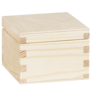 Natur Holzkiste 0,4 Liter mit Klappdeckel 10 x 10 x 7,5 cm