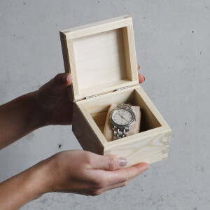 Natur Holzkiste 0,4 Liter mit Klappdeckel 10 x 10 x 7,5 cm