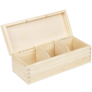 Tee-Box, Teekiste, Kleinteile-Kiste aus Holz mit 3...