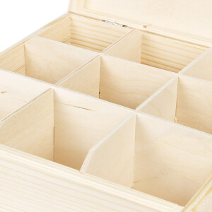 Teekiste aus Holz mit 9 Unterteilungen 22,5 x 22,5 x 8 cm