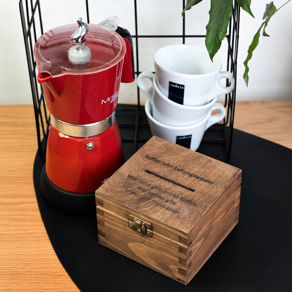 Spardose Holz Eiche Dunkel Geldkassette Holzbox