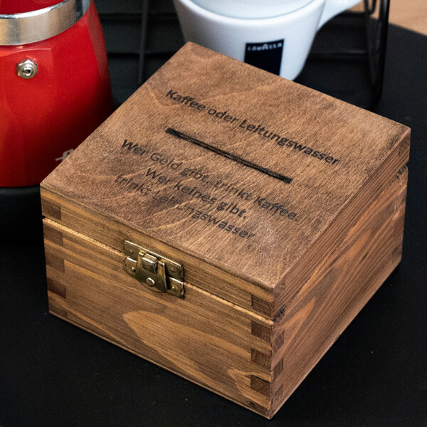 Spardose Holz Eiche Dunkel Geldkassette Holzbox