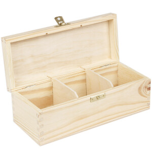 Naturholz Kiste 3 Fächer mit Maserung 22,5 x 9,5 x 8 cm unbehandelt