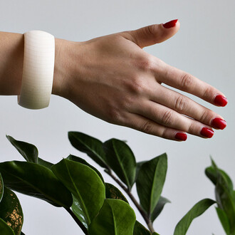 Rounded 30 mm bangle bracelet polished wood simple