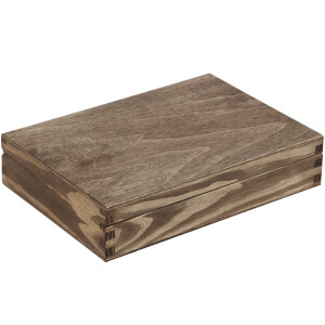 Flache kleine Holzkiste, Holzbox Eiche dunkel 24 x 17 x...
