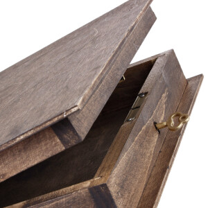 braune Holz Bilderkiste 0,7 Liter Schlüssel 21 x 17 x 4,5 cm