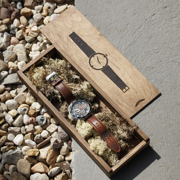 Sammelbox in Eiche Dunkel mit Schiebedeckel