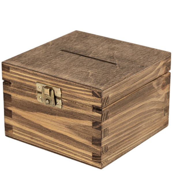 Spardose Holz Eiche Dunkel Geldkassette Holzbox
