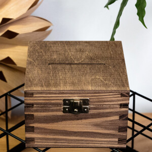 Spardose Holz Eiche Dunkel Geldkassette Holzbox