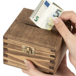 Spardose Holz Eiche Dunkel Geldkassette Holzbox