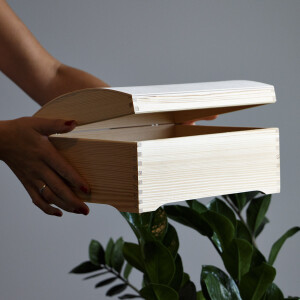 Holzbox Schatzkiste 3,6 Liter Truhe Haushaltskiste Holz Natur Vollholz Kiste