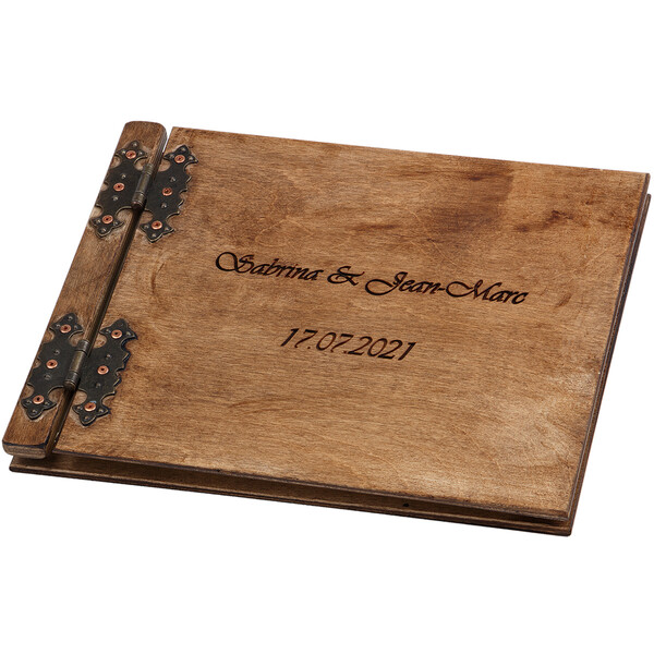 personalisiertes Holz-Gästebuch aus Holz