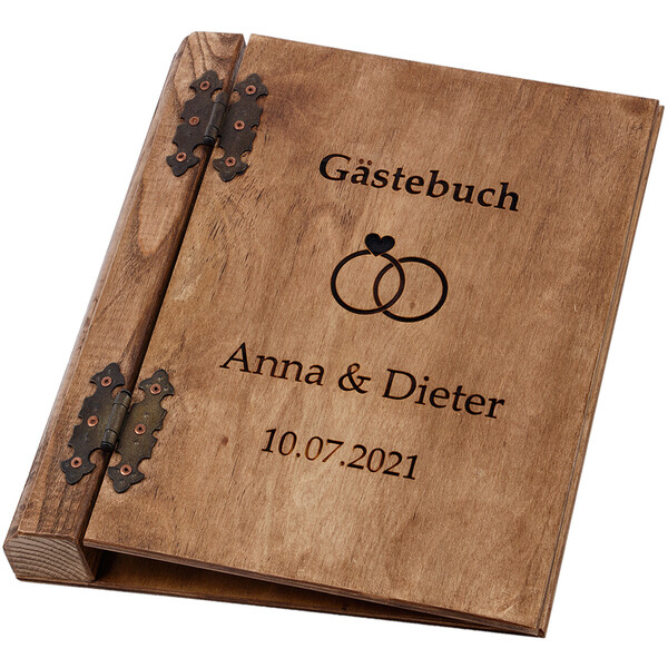Hochzeitsbuch und Präsentationsordner aus Holz mit deiner Wunsch-Gravur